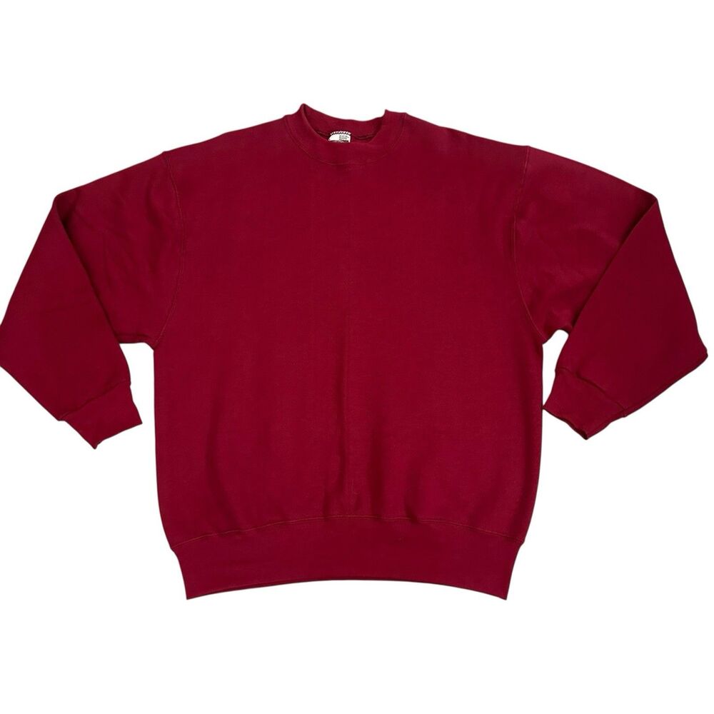 Vintage Raglan Sweatshirt Mens L NWOT  80s Fruit of the Loom Blank Crewneck Red